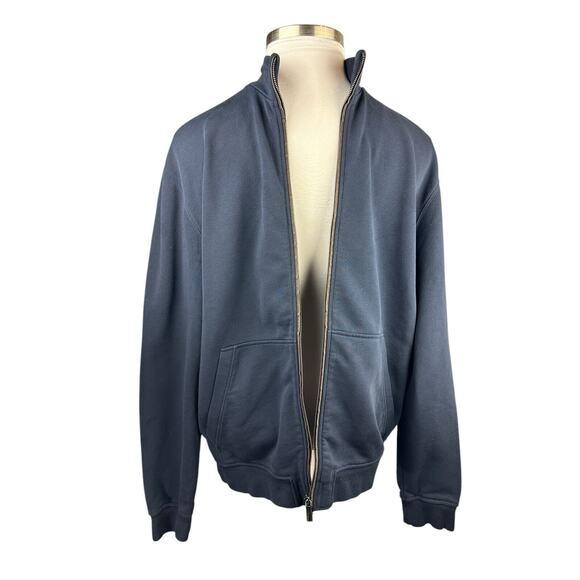 Ermenegildo Zegna Full Zip Up Suede Trim Sweatshirt Navy Sweater Jacket Men's XL - Picture 4 of 16